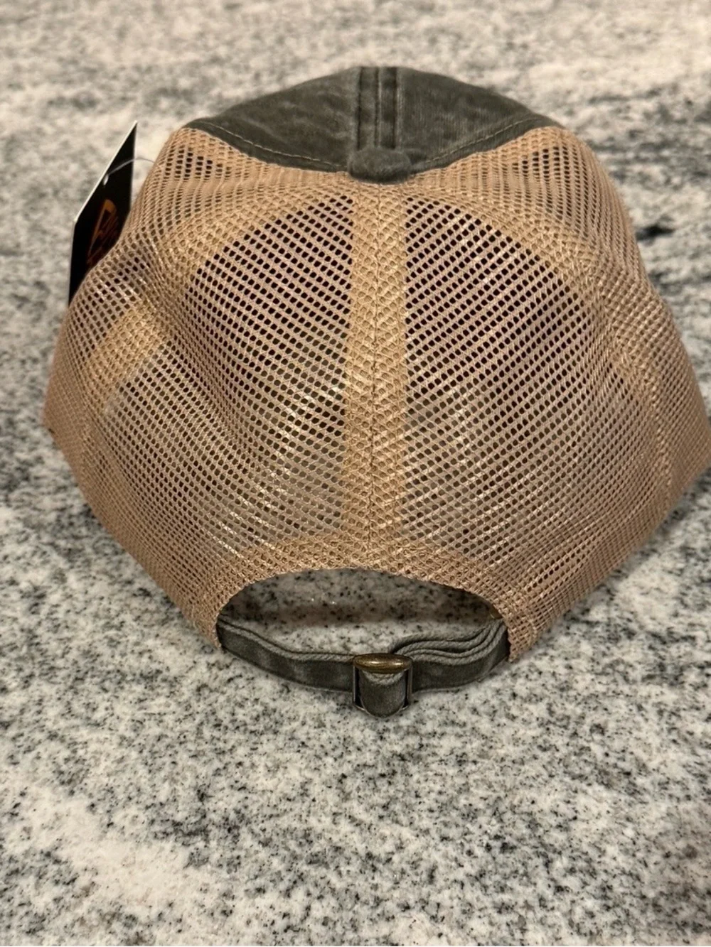 NEW Distressed Trucker Hat in Washed Two-Tone - Olive Green & Tan, Adjustable